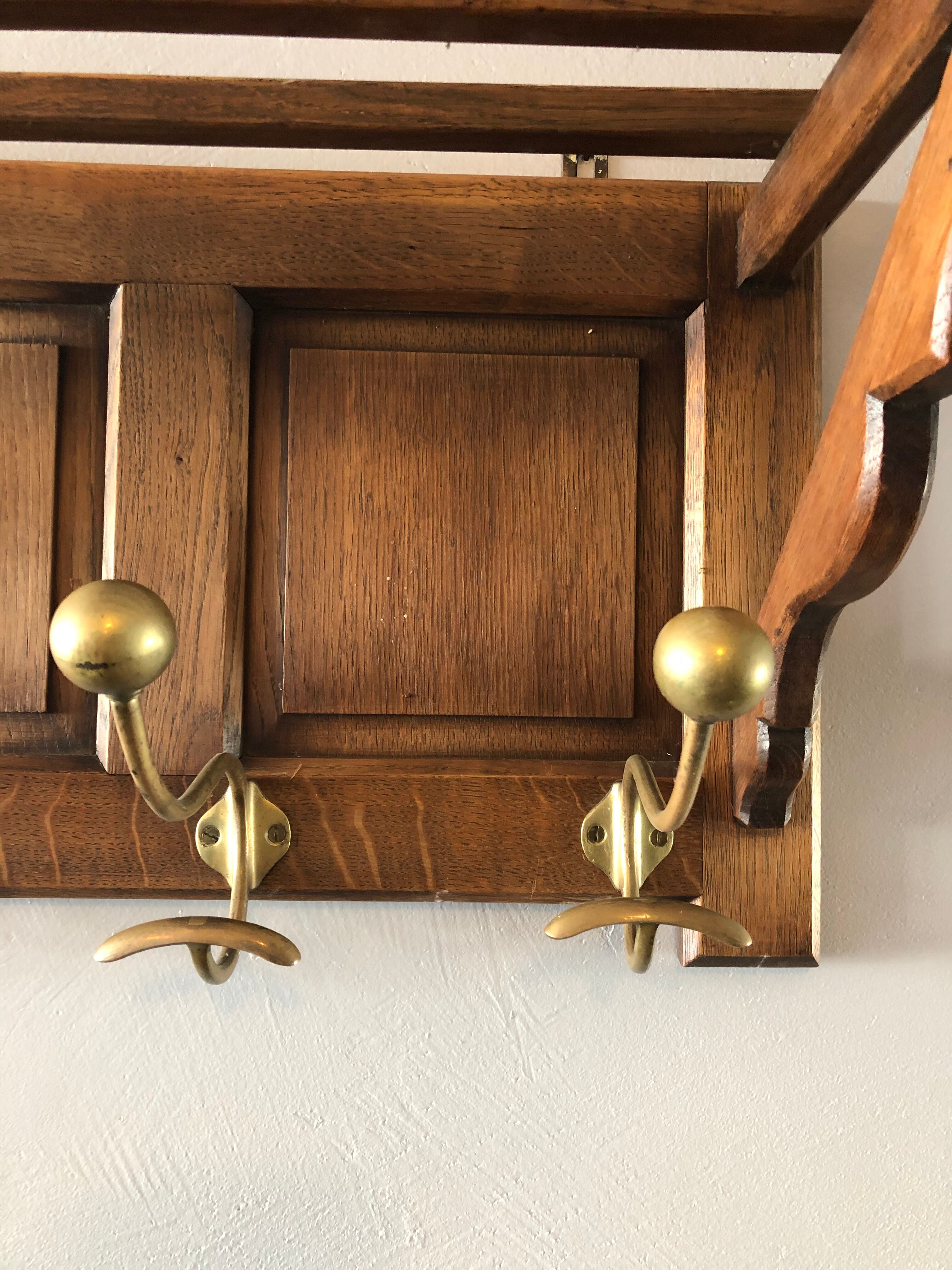 Solid oak coat rack, 30s/40s