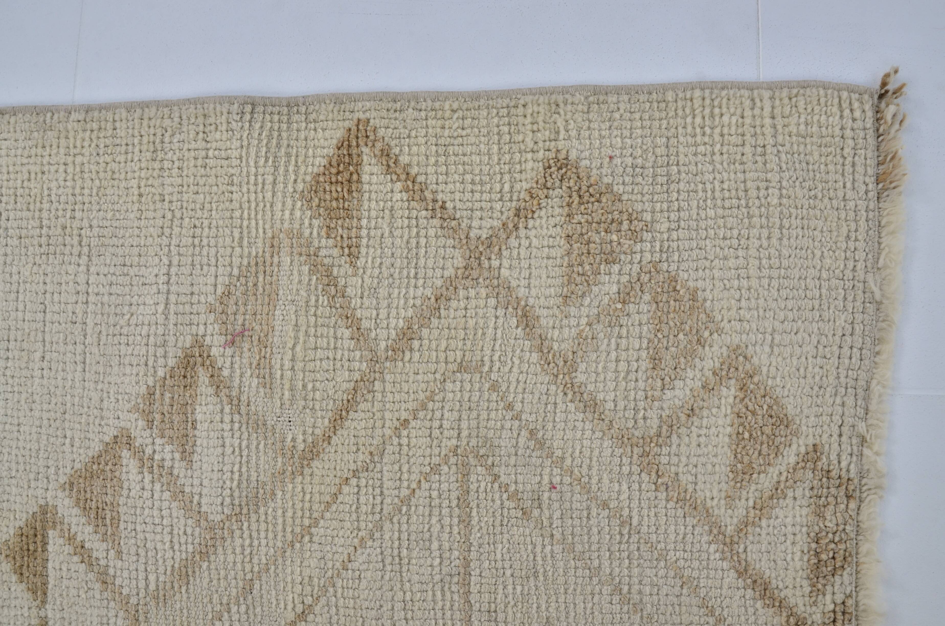 White Oushak Floral Runner Rug sku 2125