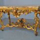 Console rocaille bois doré marbre romain XVIIème