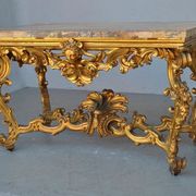 Rococo console Golden wood Roman marble XVII