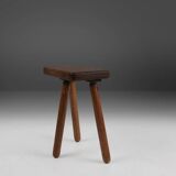 Tabouret rustique français en bois 1940