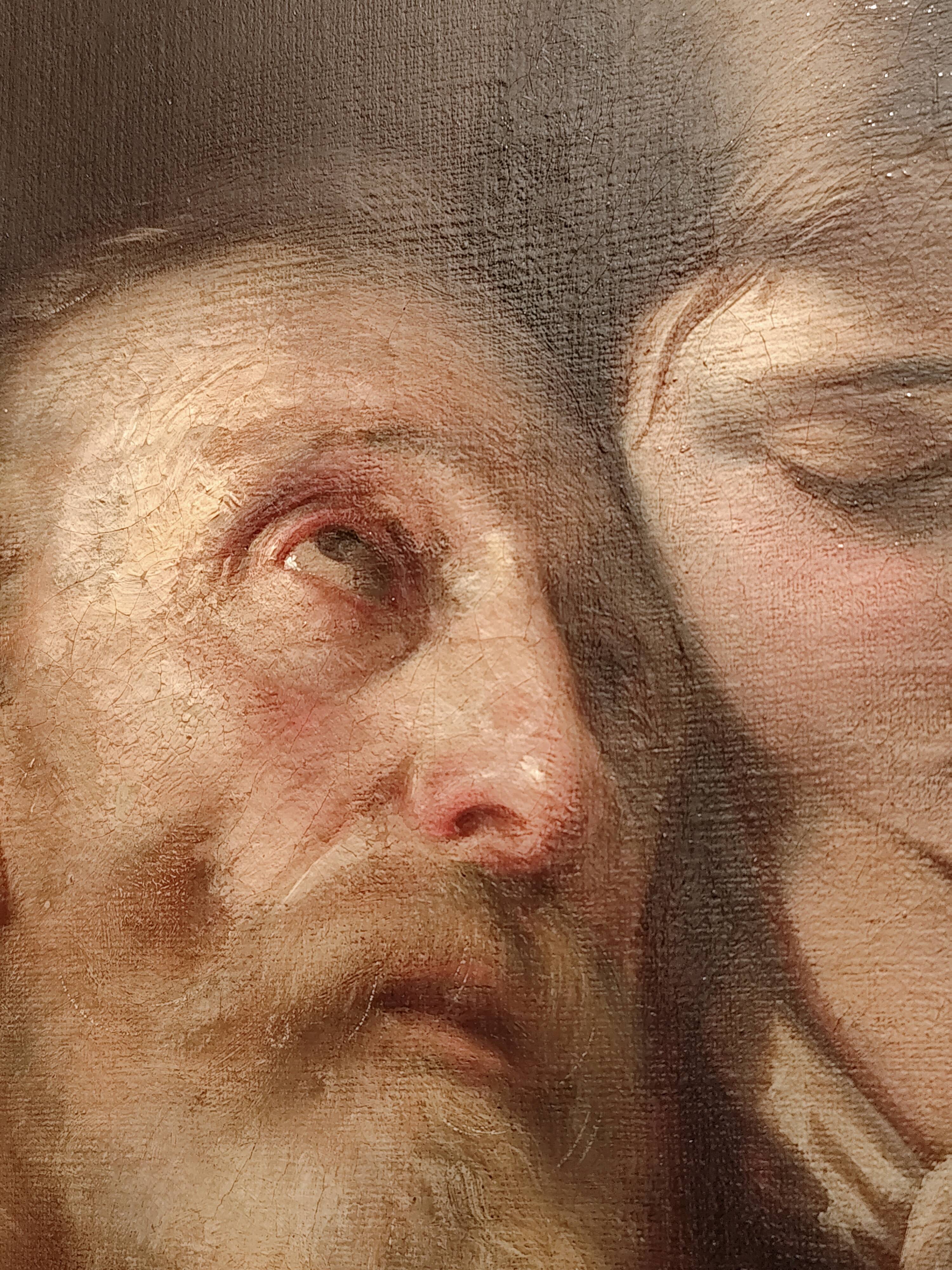 Superb old Italian school portrait of pious reading Fortunato Bello