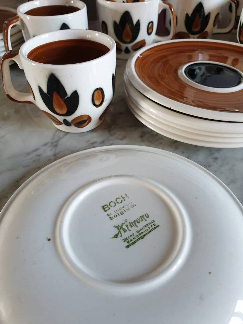 Full-scale coffee service model "Kimono" manufacture Boch Louvière 1968