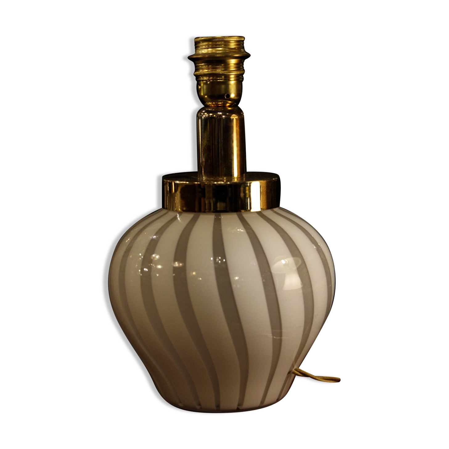 Murano glass lamp with brass, striped pattern