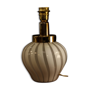Murano glass lamp with brass, striped pattern