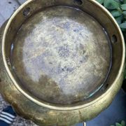 Large brass lion planter with a hallmark from the 19th century.