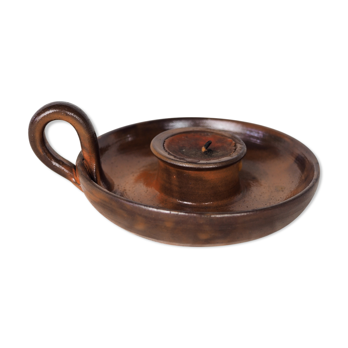 Hand candle holder in smoked sandstone - 70s