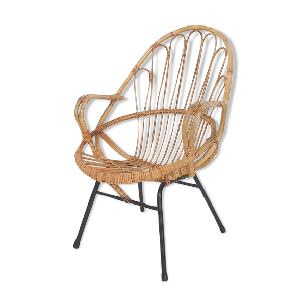 Fauteuil en bambou Rohe Noordwolde, Pays-Bas années 1950