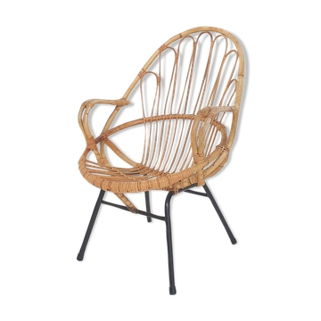 Rohe Noordwolde bamboo lounge chair, The Netherlands 1950's
