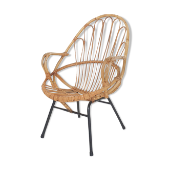 Fauteuil en bambou Rohe Noordwolde, Pays-Bas années 1950