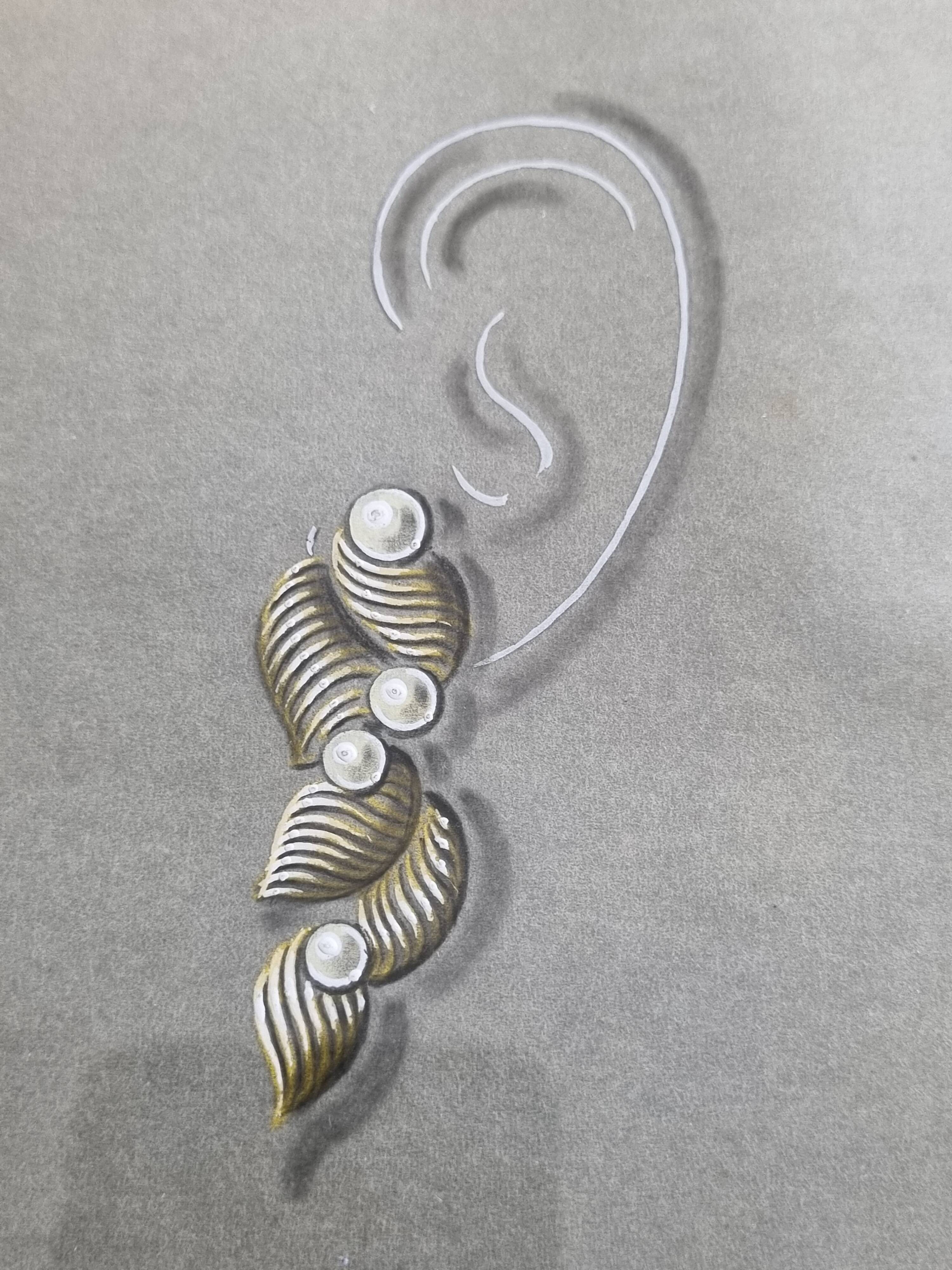 Original gouache from the 1930s, prototype of a unique jewel, New York jeweler, 24 x 28 cm