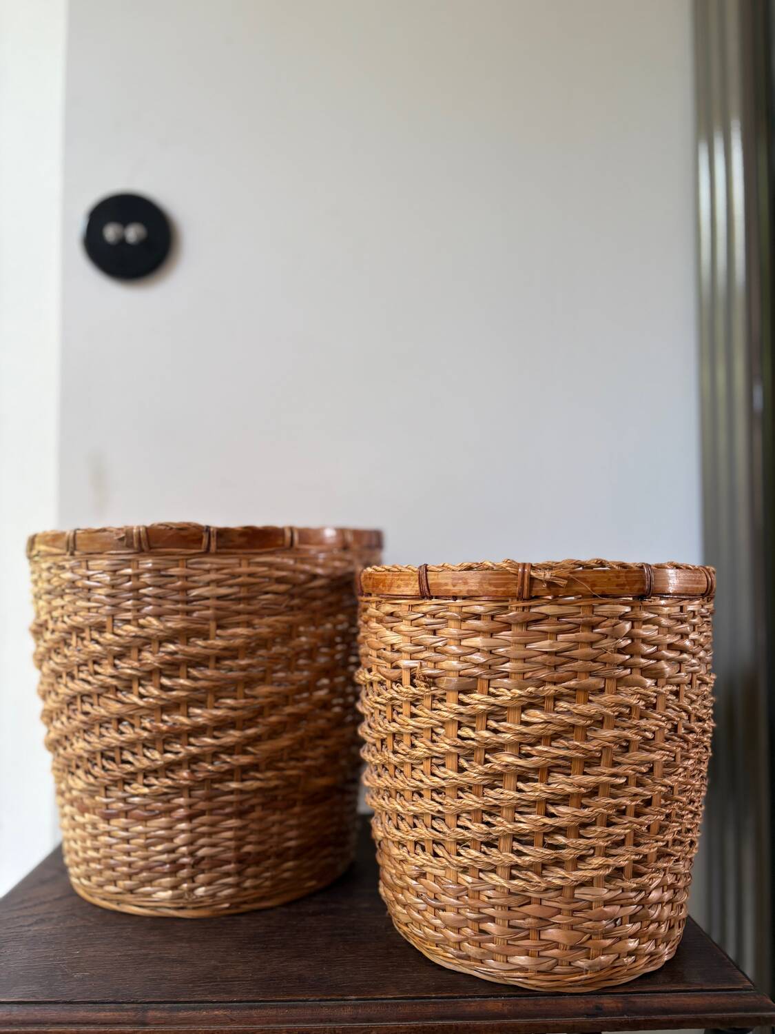 2 paniers en rotin vintage