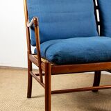 Danish 2-seater sofa in mahogany and cane by Ole Wanscher, 1960.