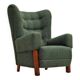1960s, scandinavian design, restored high-back recliner, oak wood.