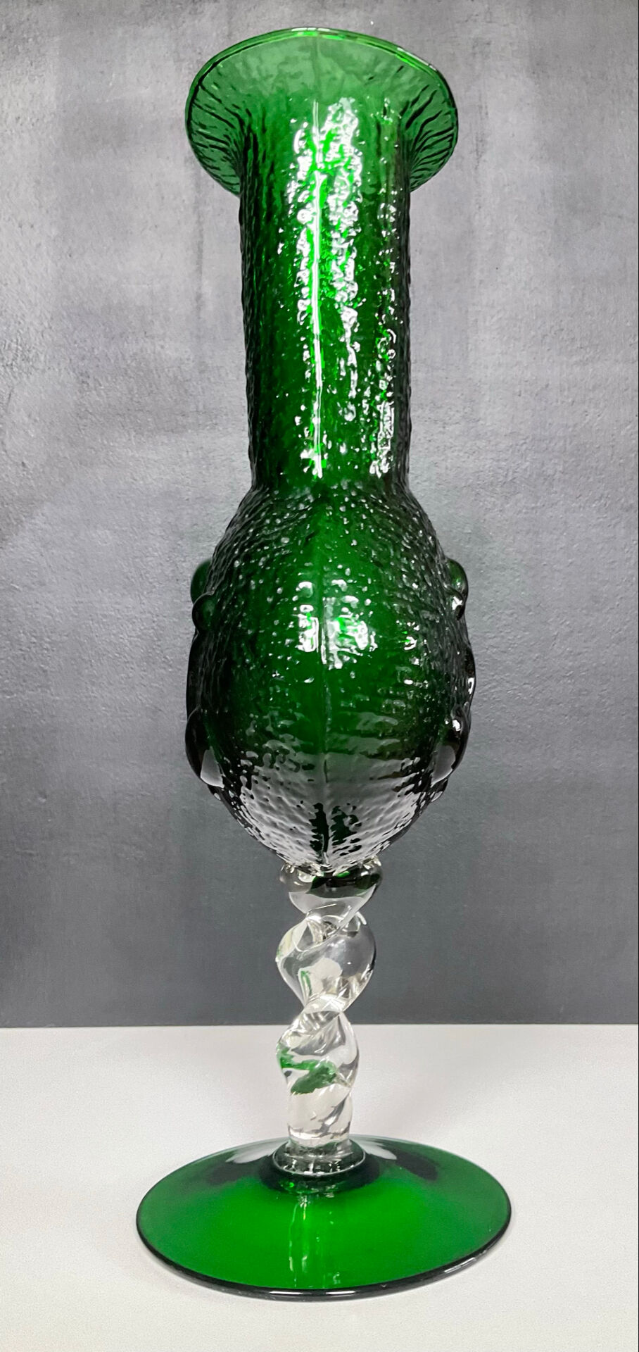 Vintage pressed glass vase from the 1970s.