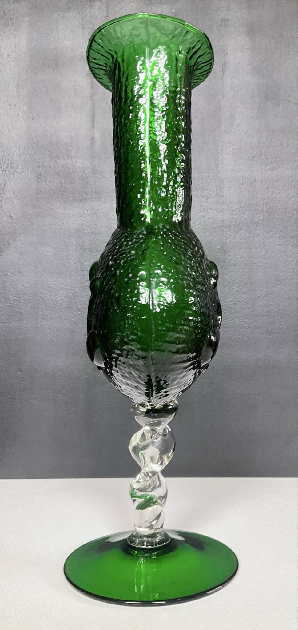 Vintage pressed glass vase from the 1970s.
