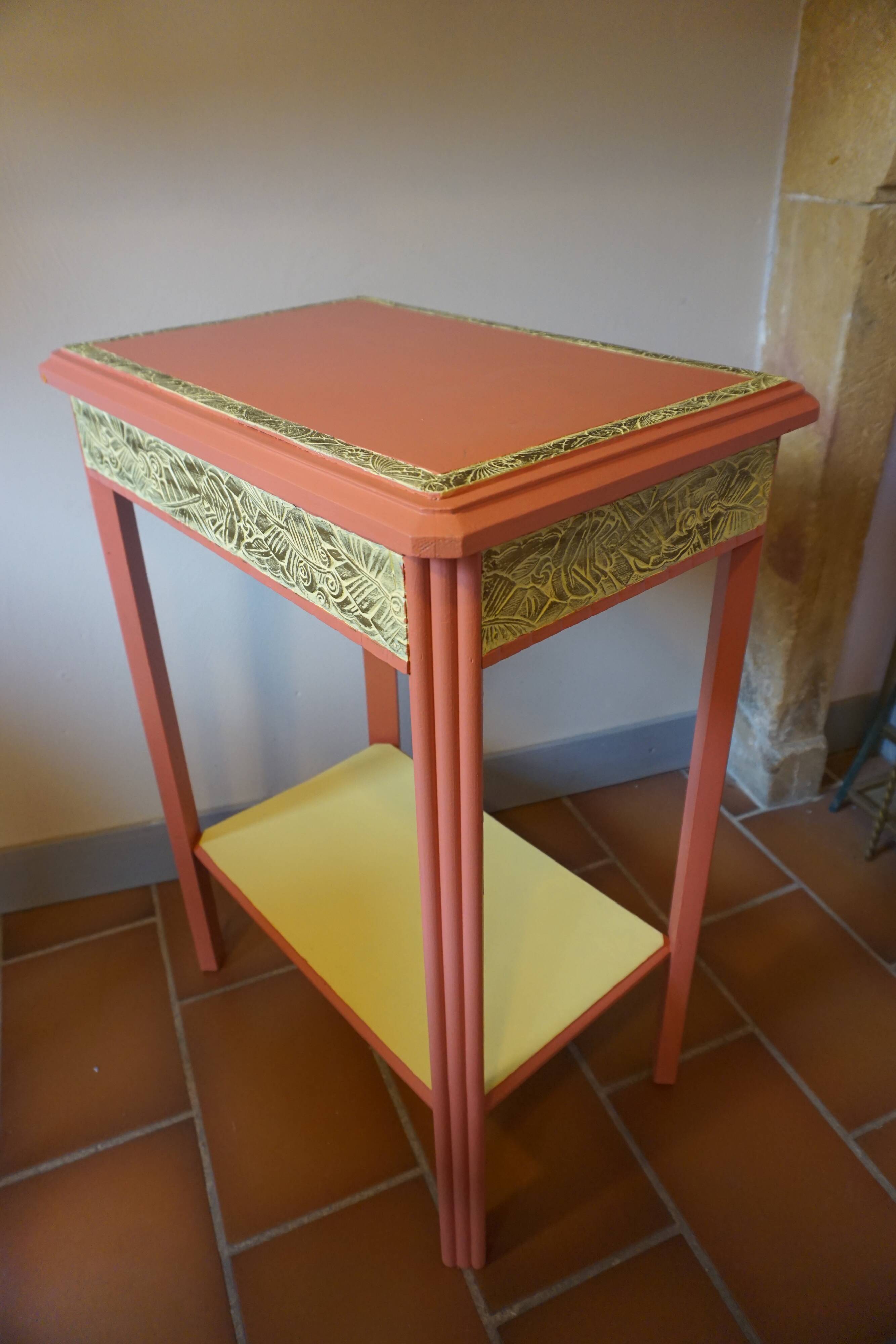 Art Deco painted wood side table - 1930s
