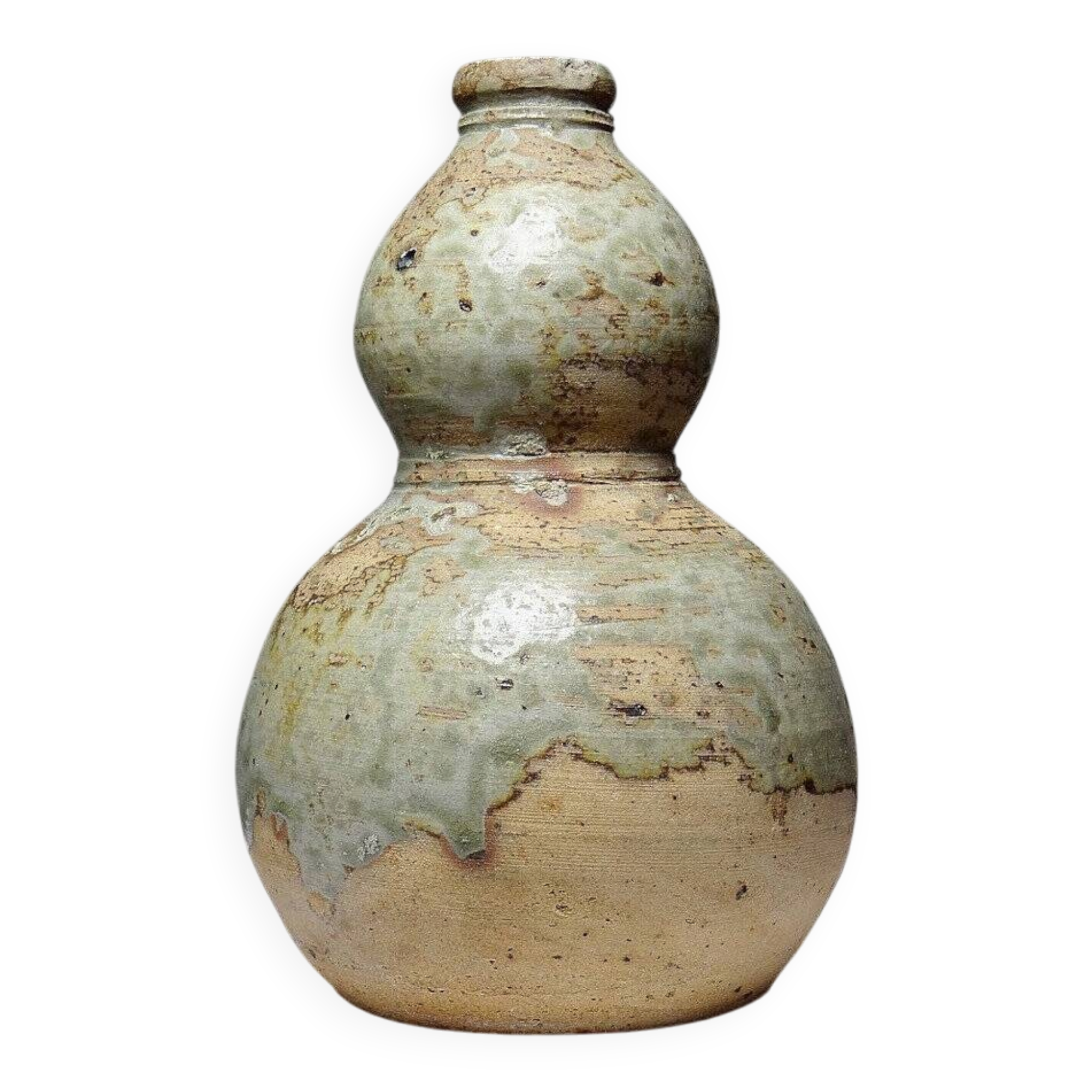 Small double sake ceramic flask from Iga, vintage/antique collection.