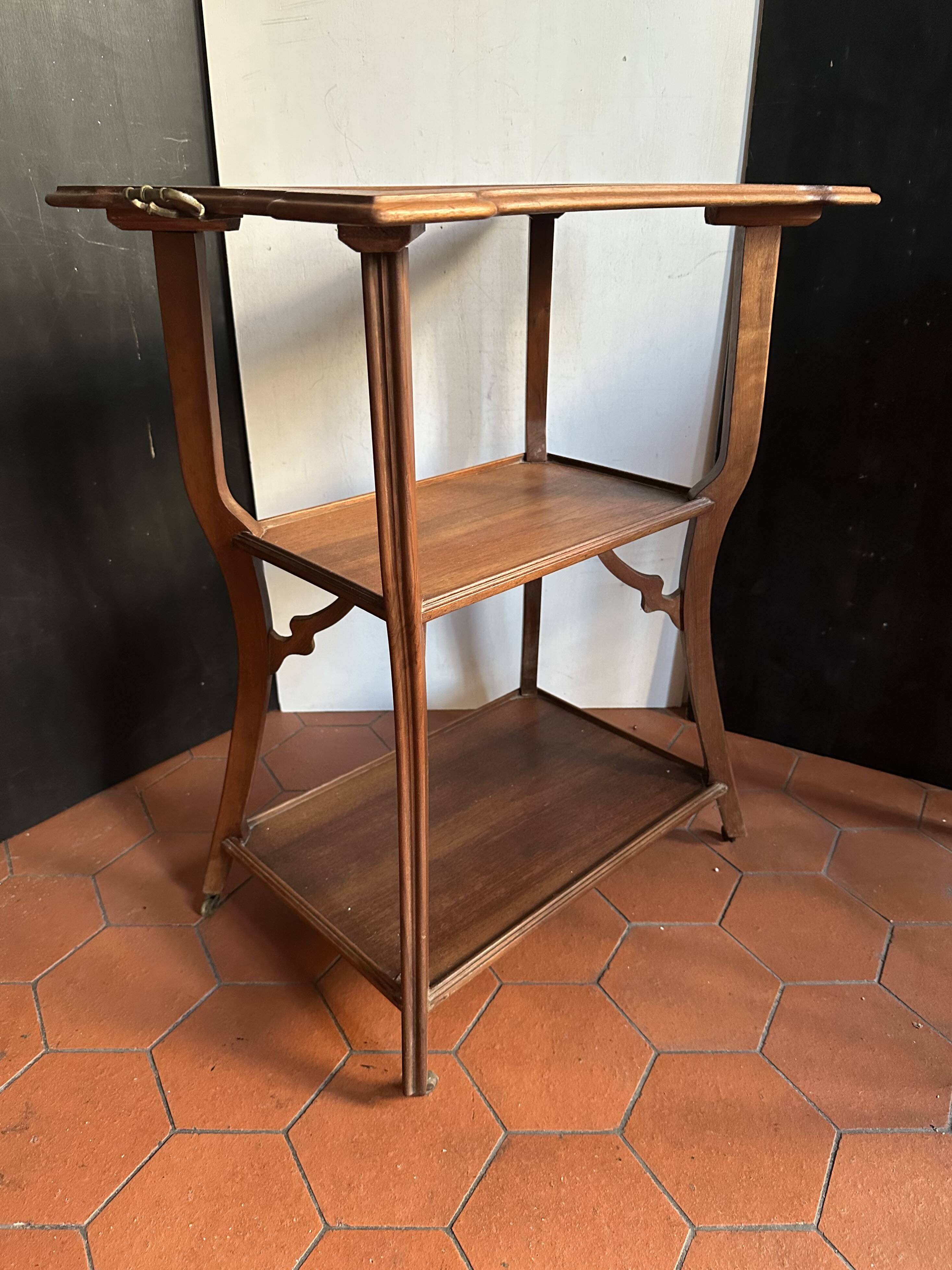 Walnut wheeled dessert trolley, circa 1900