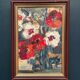 Swedish Oil on Canvas“Red Poppies and White Blossoms” by L. Stokes, Vintage