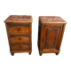 Pair of Art Deco bedside tables from 1930 in carved wood and red marble