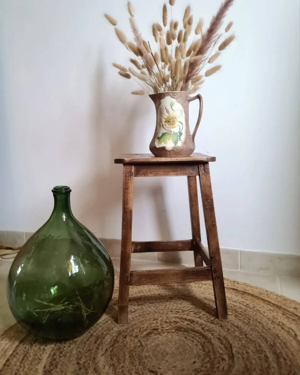 Old vintage handcrafted kitchen stool