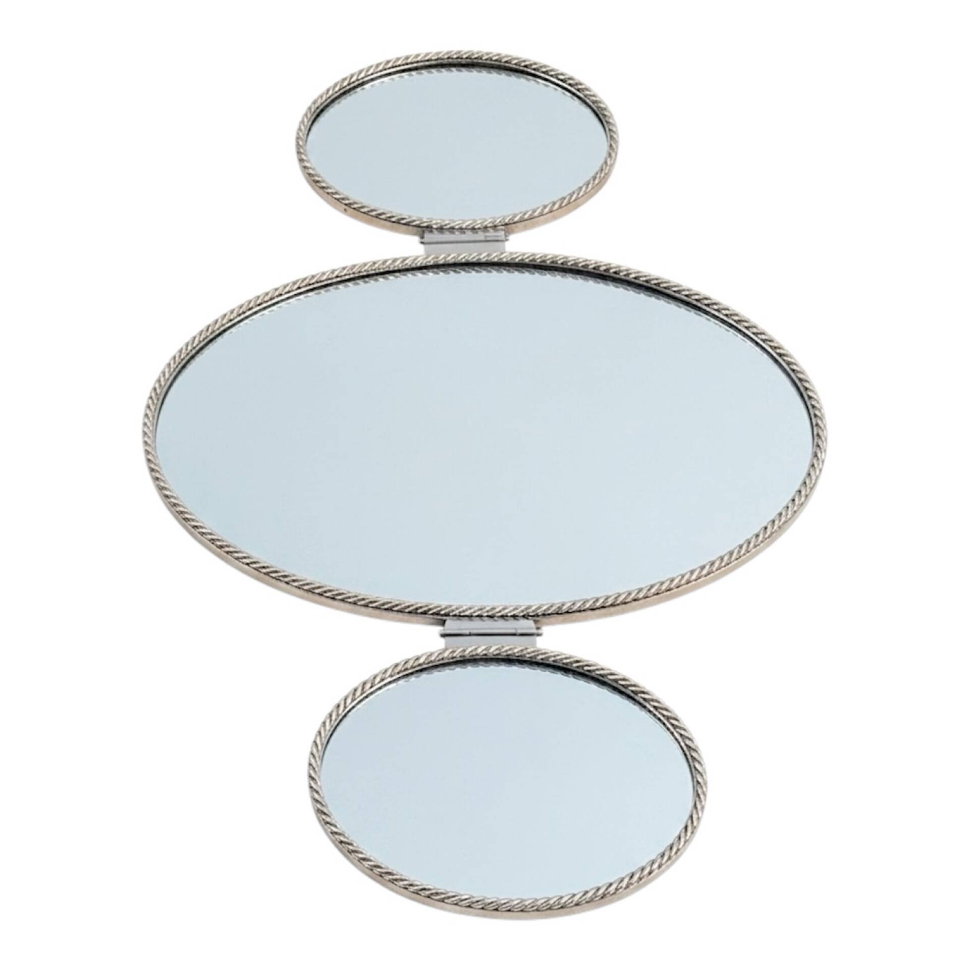 Vintage triptych mirror in twisted metal – 1960s