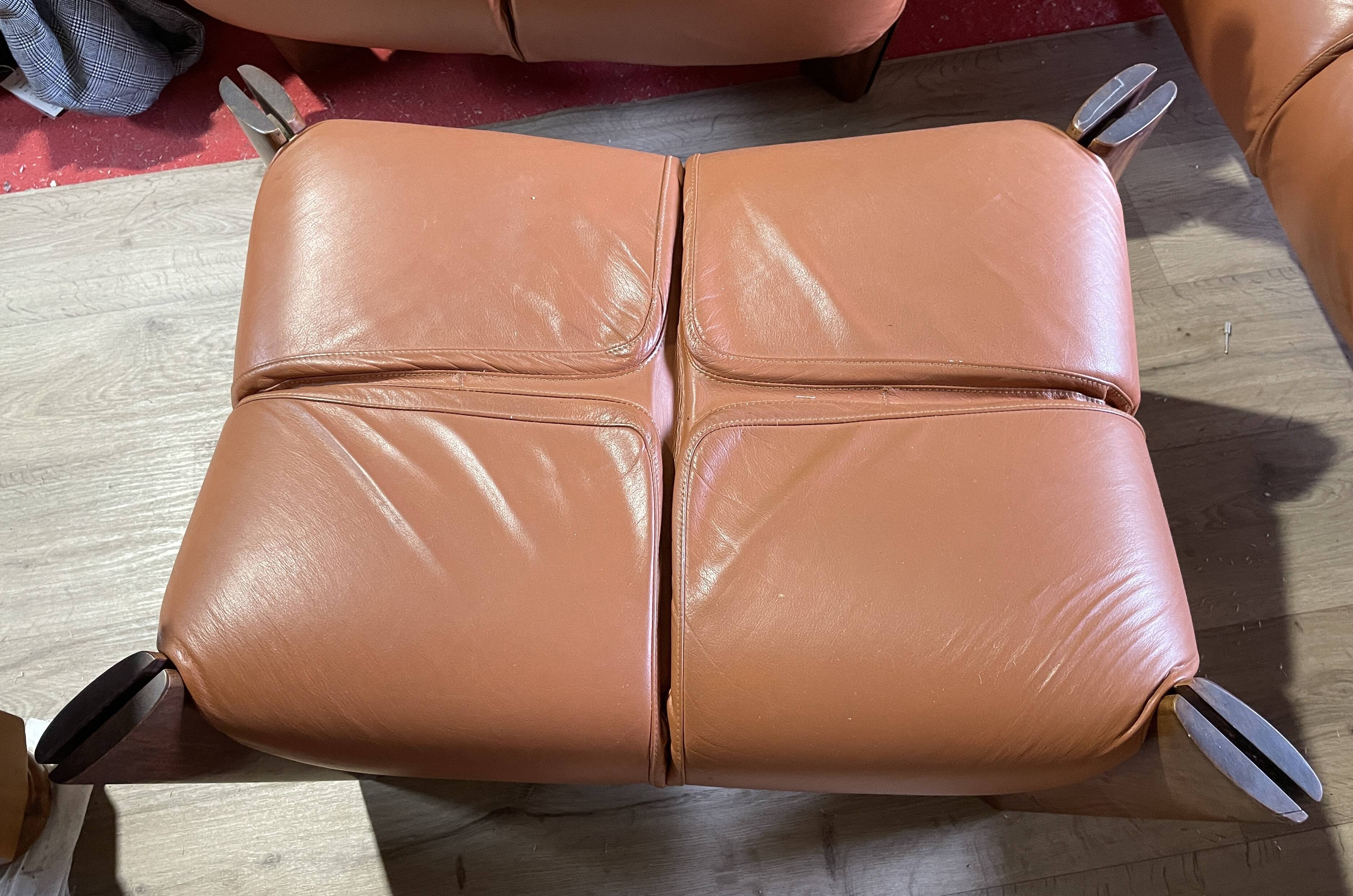 Percival lafer mp-211 sofa set with two armchairs and an ottoman in leather.