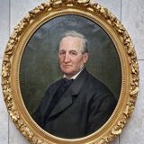 Charles Gislain (1826-1904) - Huile sur toile ovale - Portrait d'Homme 1887