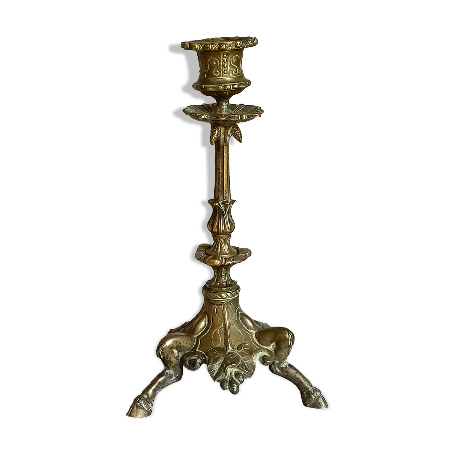 Candle holder in gilded bronze tripod XIXth century