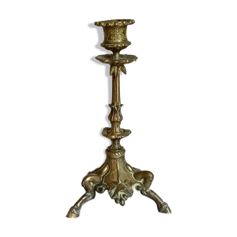 Candle holder in gilded bronze tripod XIXth century