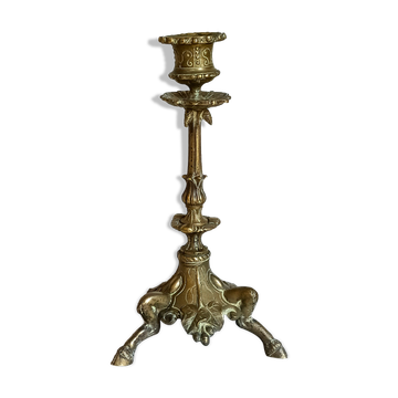 Bougeoir en bronze doré tripode XIXème