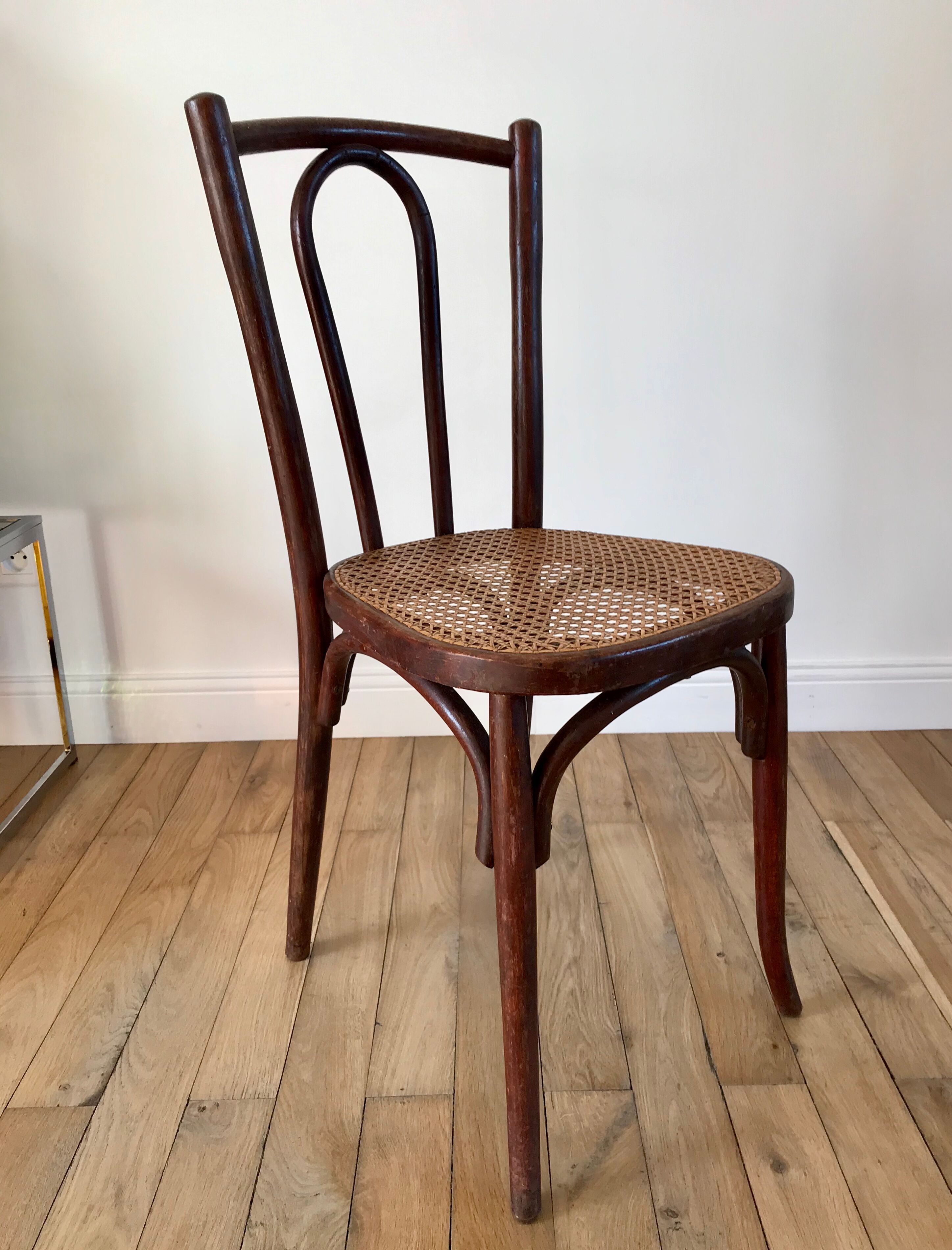Baumann chair in turned wood and canning N33 early twentieth century