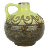 Vase strehla rda fat lava cruche glaçure de lave brune avec modèle jaune 9017