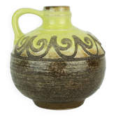 Vase strehla rda fat lava cruche glaçure de lave brune avec modèle jaune 9017