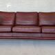 Mid century vintage danish mogens hansen 3 person sofa in burgundy leather