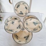 Set of 6 Deep Plates Earthenware Ceramic Sarreguemienes Royat Series 19th century in perfect condition