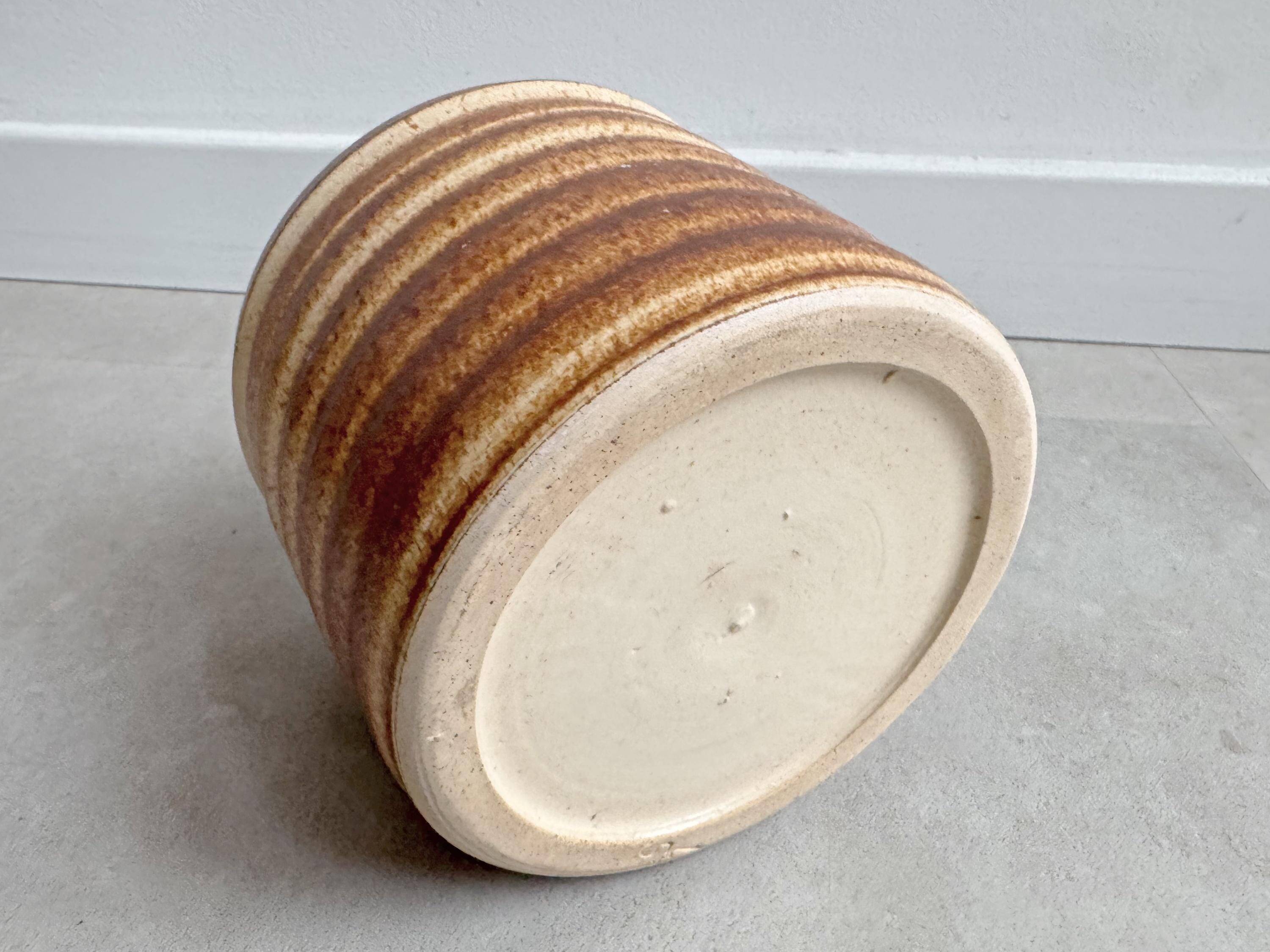 Vintage brown ceramic planter