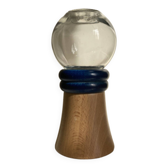 Moulin à poivre ou épices Stoha, made in Germany, bulle de verre et bois