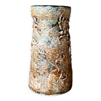 Glazed cylindrical stoneware vase