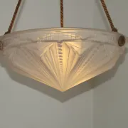 French Vintage Art Deco White Glass Abstract Platformier Ceiling LIght