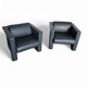 Pair / Trix and Robert Haussmann / Dark grey leather chairs by Knoll