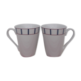 2 mugs basque porcelaine bleu et rouge