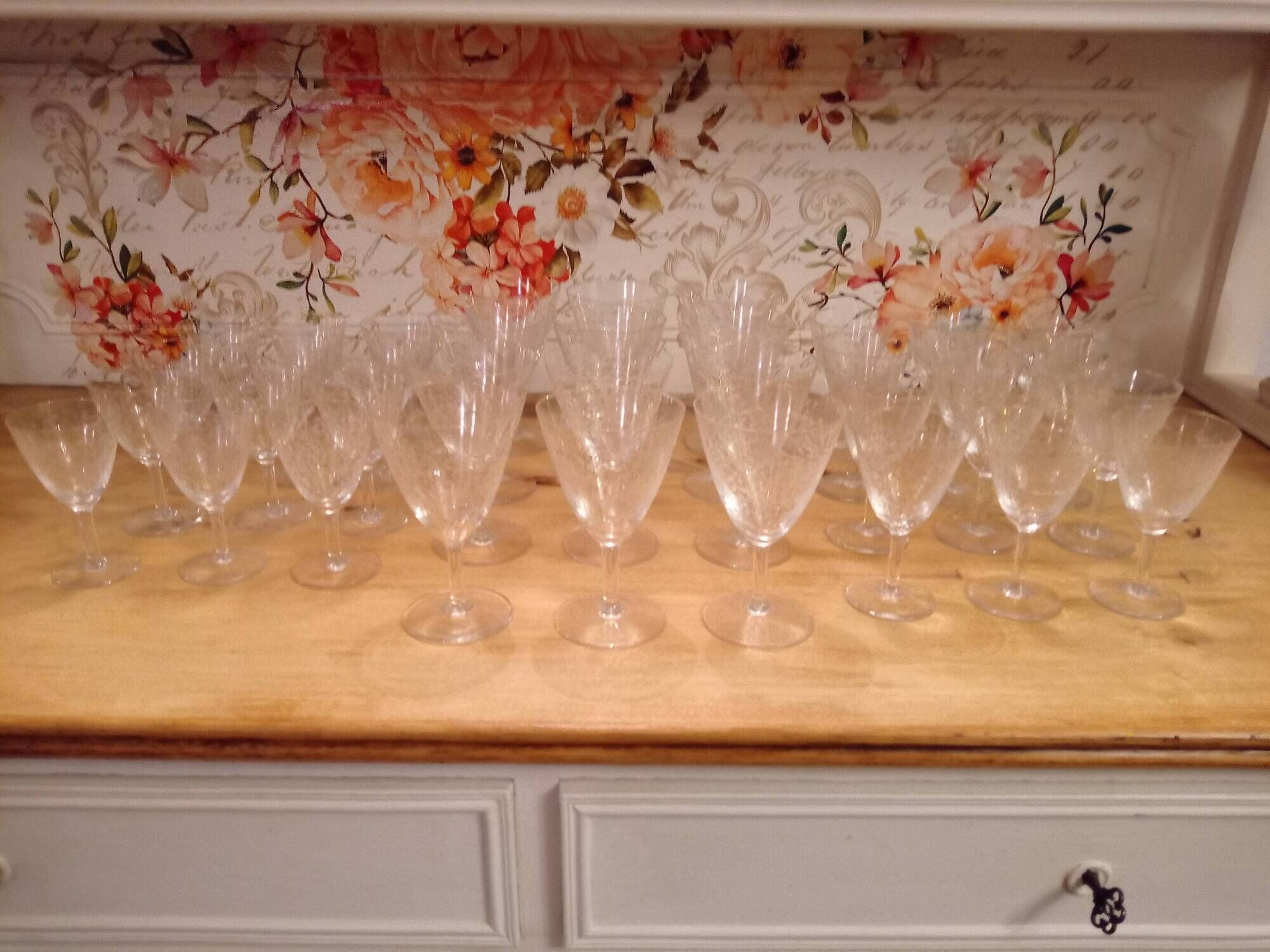 Set of 36 old crystal glasses