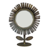 Jean Vinay flower mirror 1960s, In copper & brass