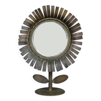 Jean Vinay flower mirror 1960s, In copper & brass