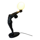 Large lamp, woman with ball, yoga, art deco style, 1980