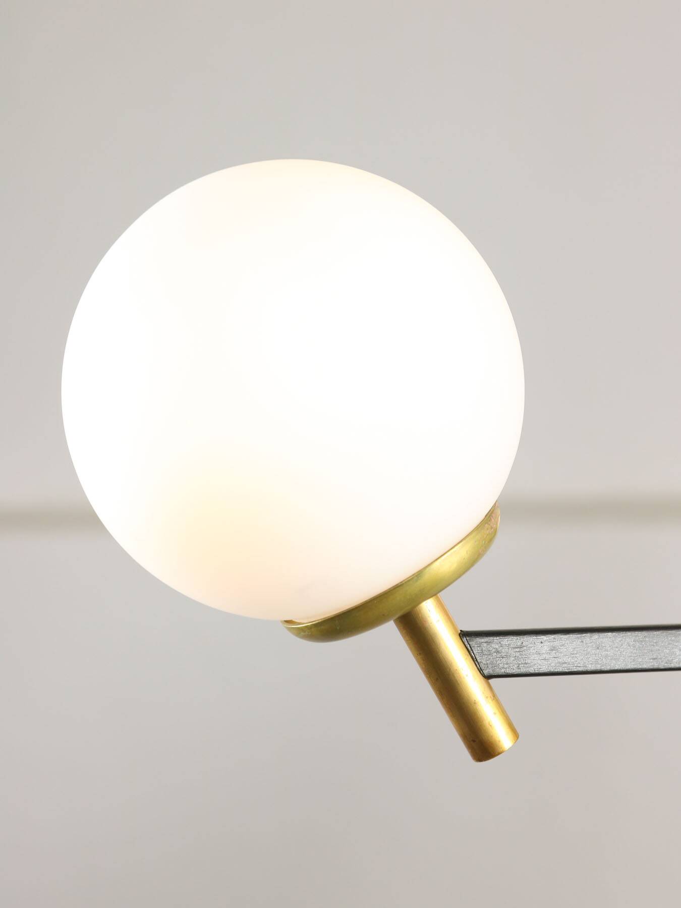 Mid-century italian brass and opaline chandelier