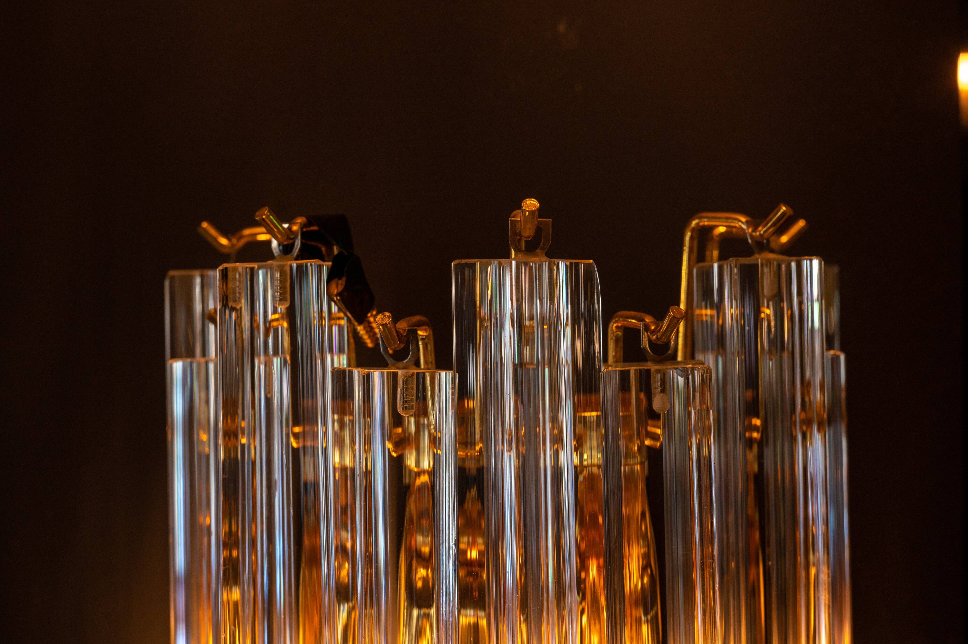 Vintage brass and murano glass wall lamp from Venini by Novaresi, Italy 1960s