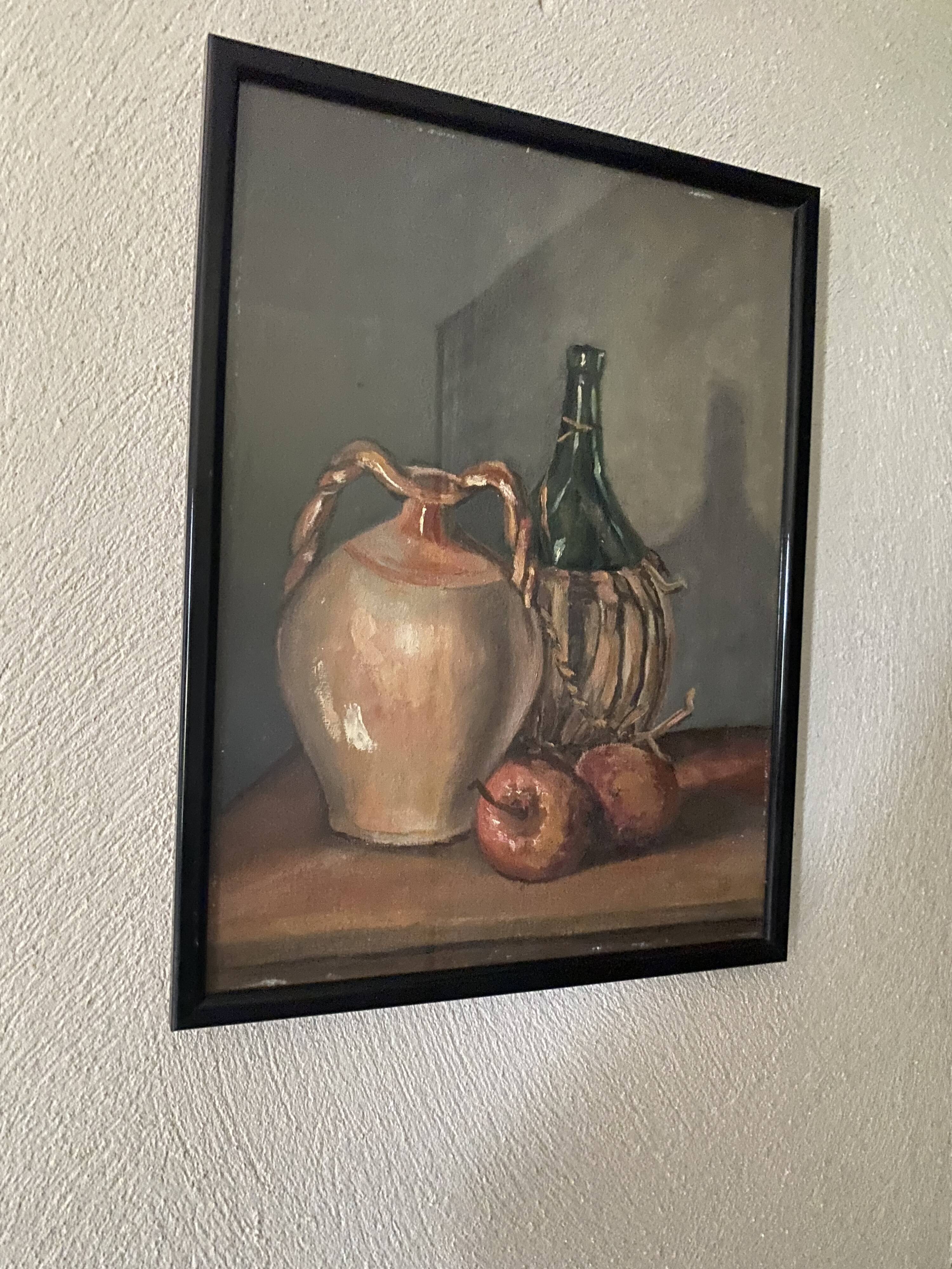 Still life oil, framed under glass
